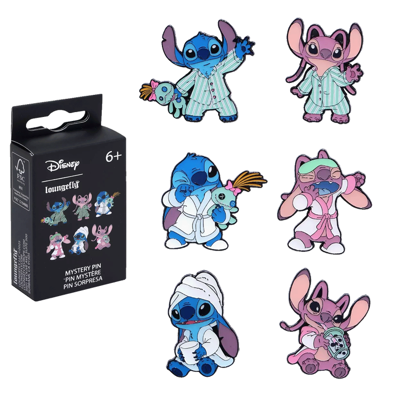 Loungefly Disney Stitch and Angel Pajamas Blind Box Pin