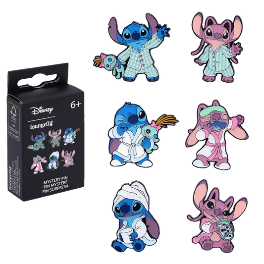 Loungefly Disney Stitch and Angel Pajamas Blind Box Pin